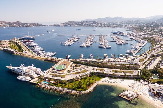 Yachts berth in Yalikavak Marina in Bodrum, Turkey