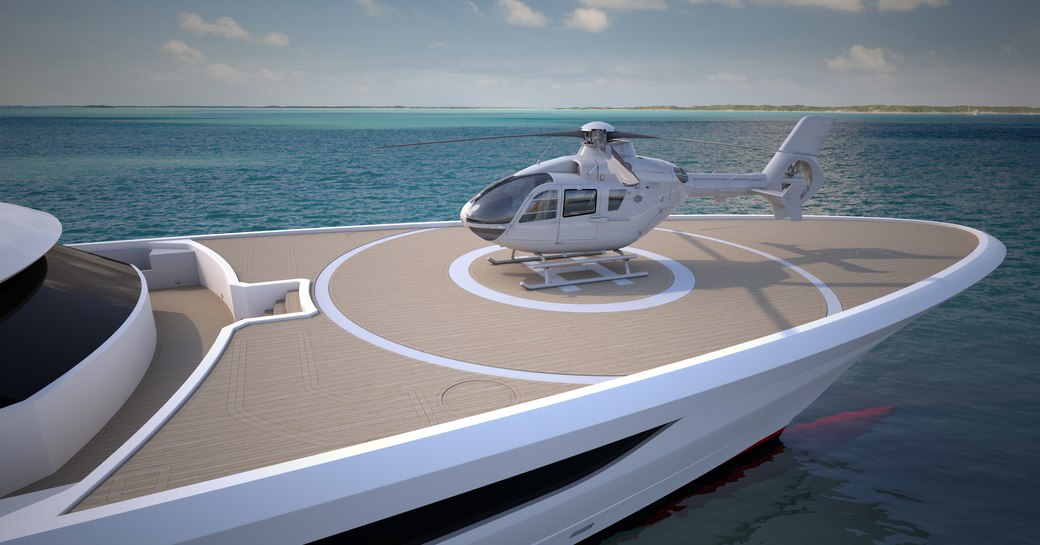 Cosmos yacht helipad and helicopter