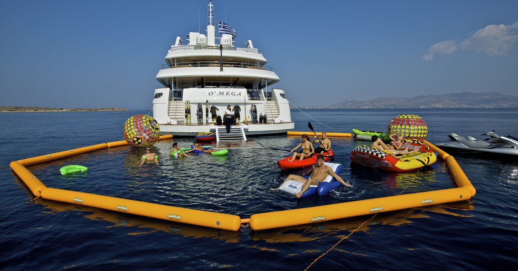 The aft section and toys belonging to luxury yacht O'MEGA