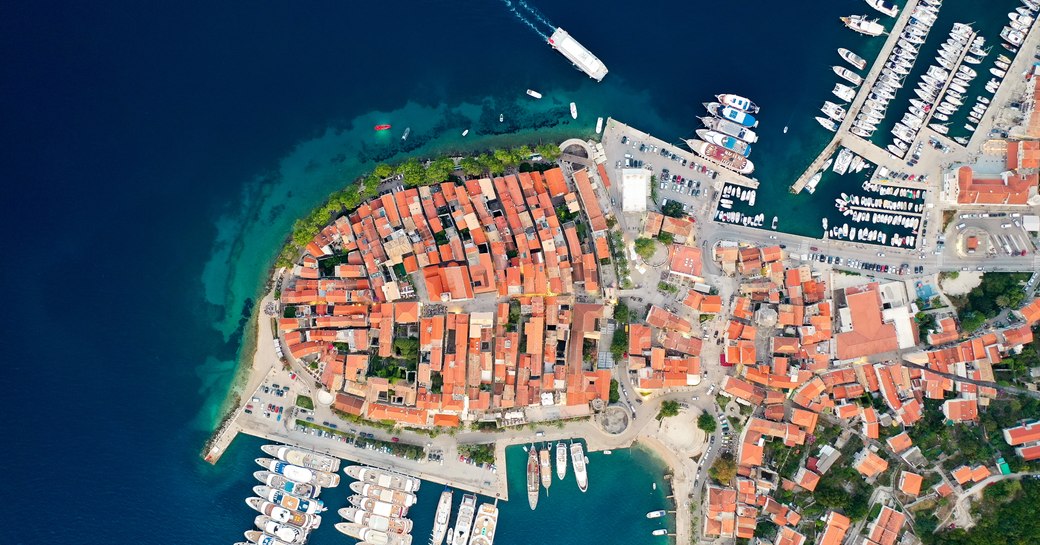 Aerial view of Korcula croatia