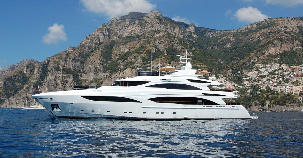 charter yacht DIANE anchors in the Mediterranean on a luxury yacht charter