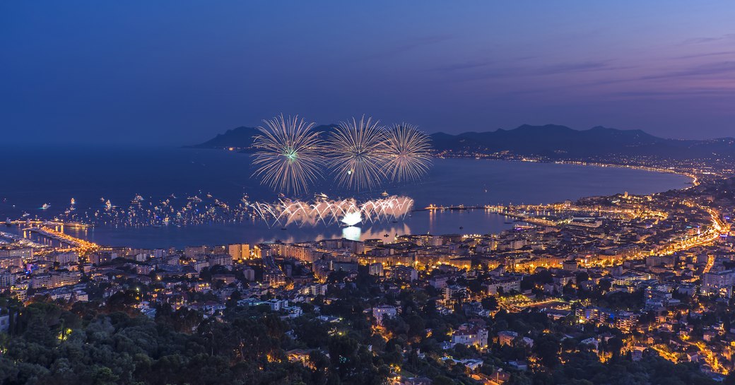 Cannes Film Festival fireworks in the Bay of Cannes