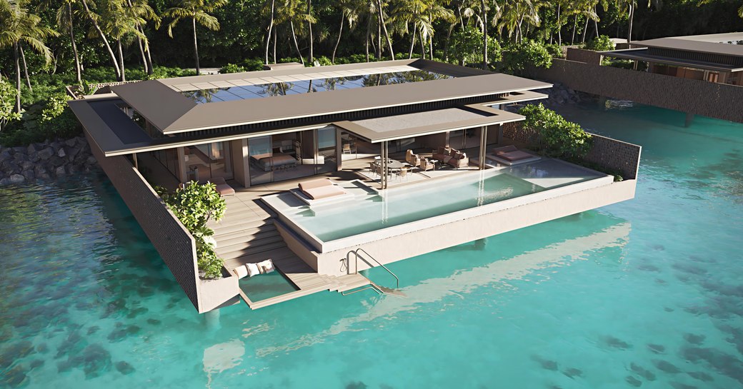 Rendering of a Sunset Ocean Villa at Zamani Islands 