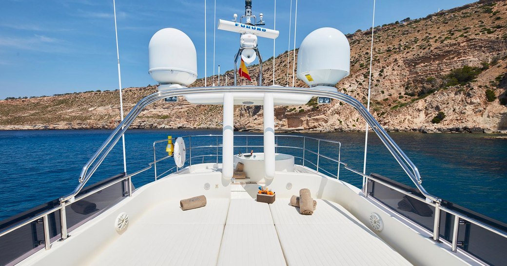 sunpads and spa pool on the sundeck of luxury yacht DEVA 