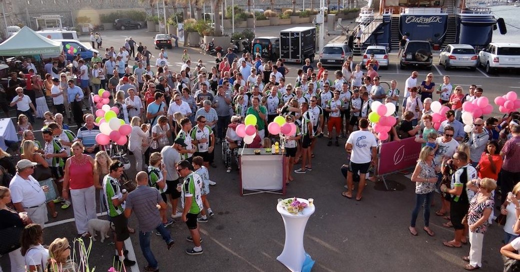 Cakewalk in the port of Antibes at the Cogs4Cancer finish line