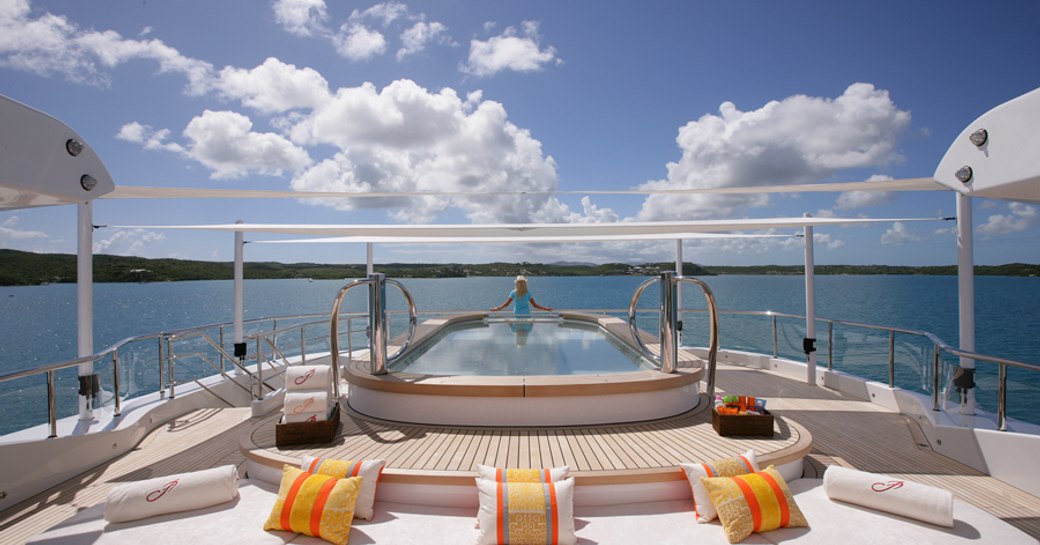 Swimming pool on board charter yacht AMARYLLIS