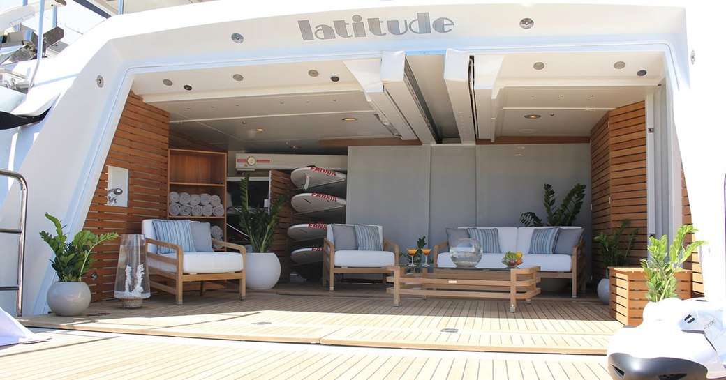 Beach club onboard charter yacht LATITUDE