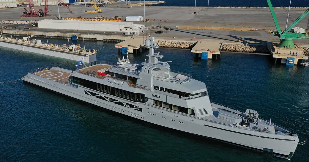 Explorer yacht BOLD at shipyard