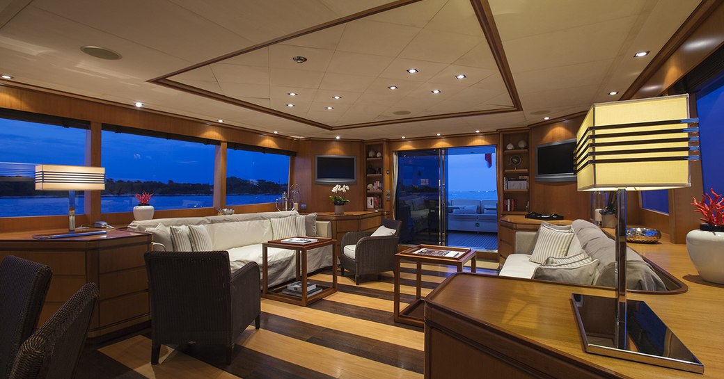 main salon on luxury yacht cappuccino