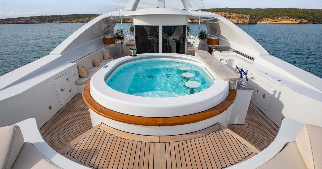 Deck Jacuzzi onboard charter yacht LA BLANCA