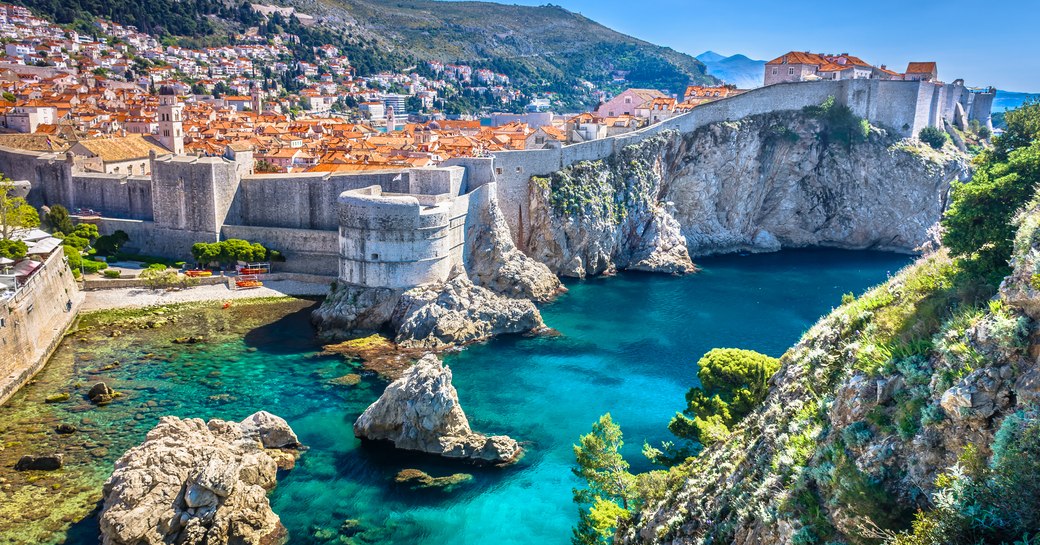 Elevated view of the coastline surrounding Dubrovnik