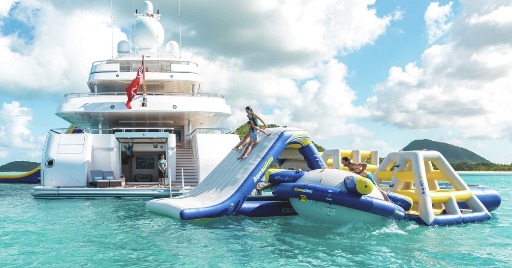 Water toys deployed adjacent to superyacht charter TITANIA