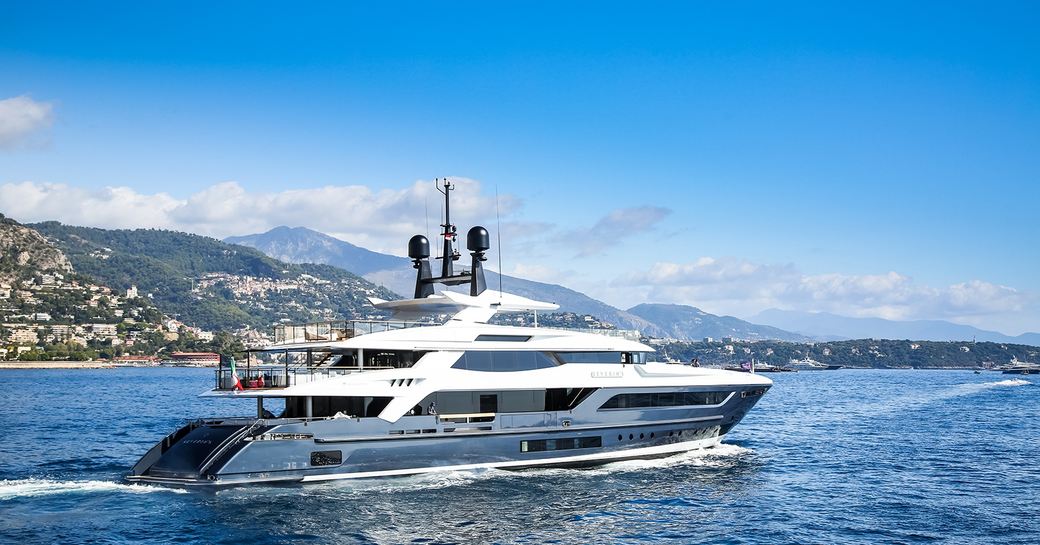 the luxury charter yacht severin's underway in the Mediterranean 