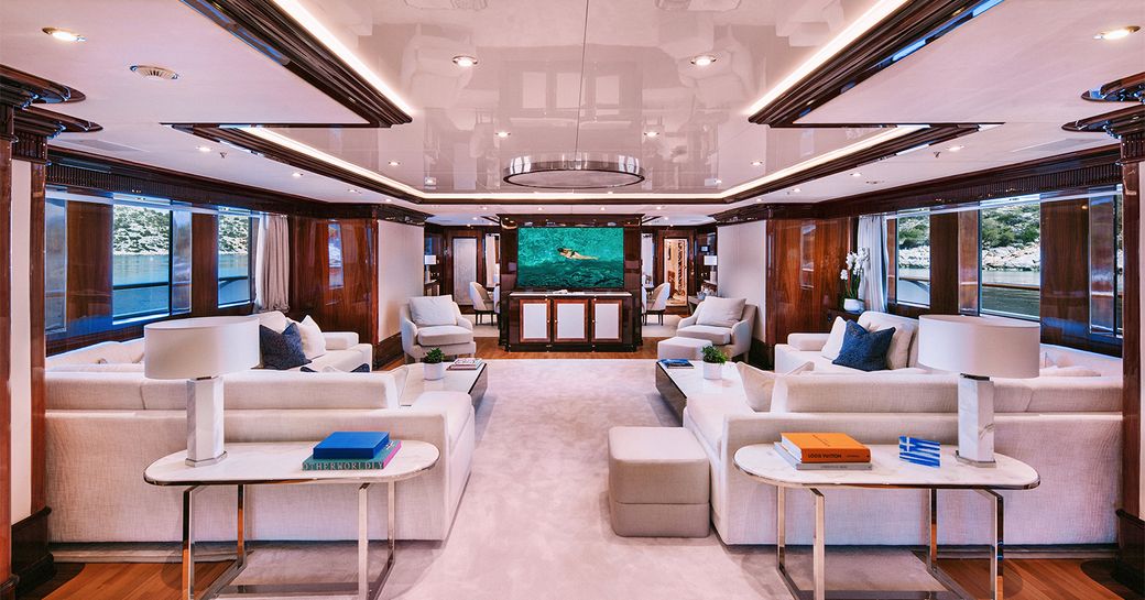 Main salon onboard charter yacht IDYLLIC