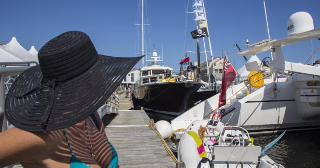 Woman enjoying the Newport Charter Show