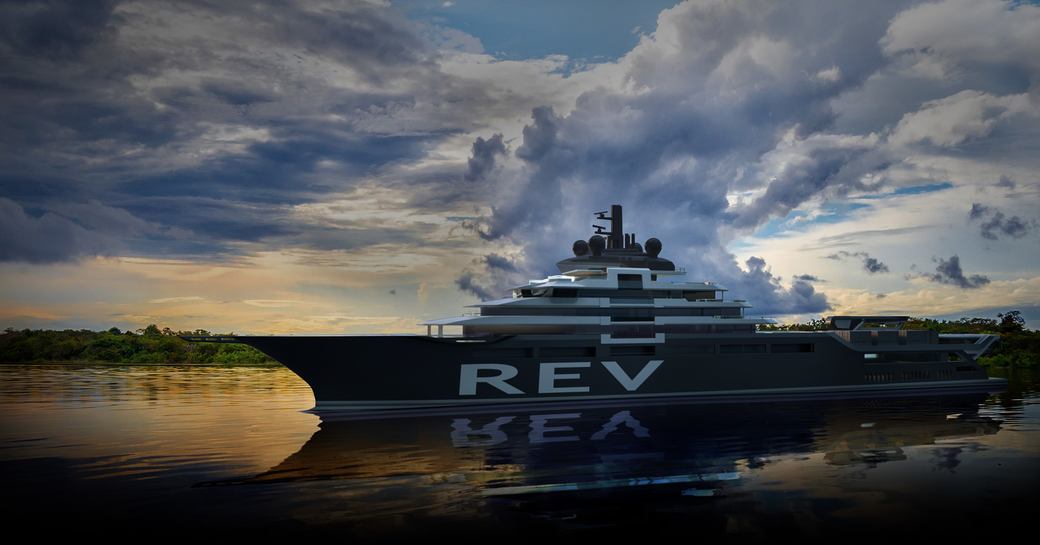 A graphic rendering of Vard superyacht REV underway