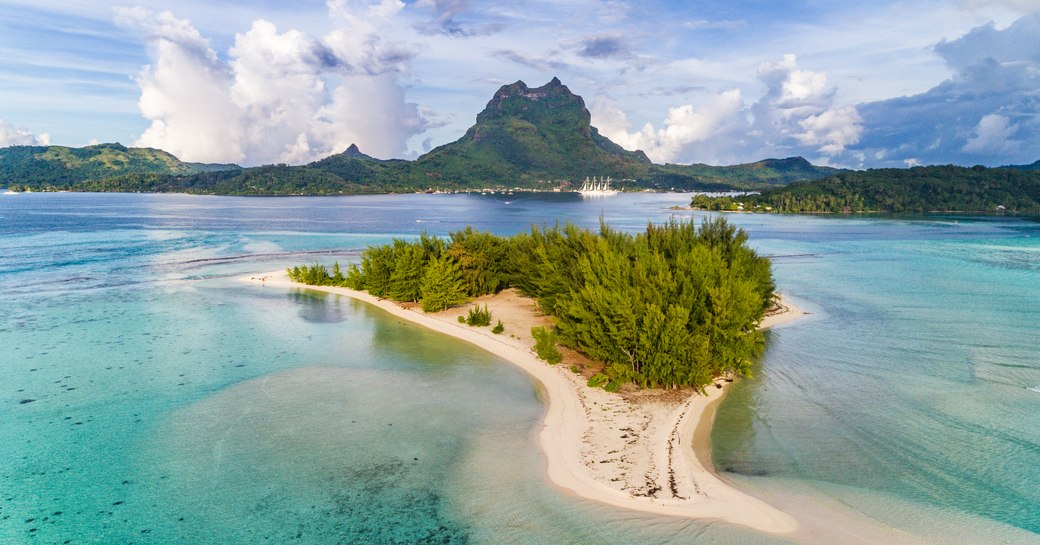 Overview of islands dotted throughout French Polynesia