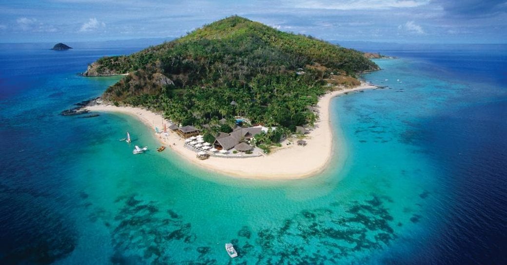 An island in Fiji as seen from above