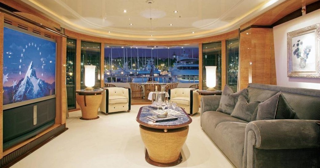 The main salon onboard motor yacht Lady Lola