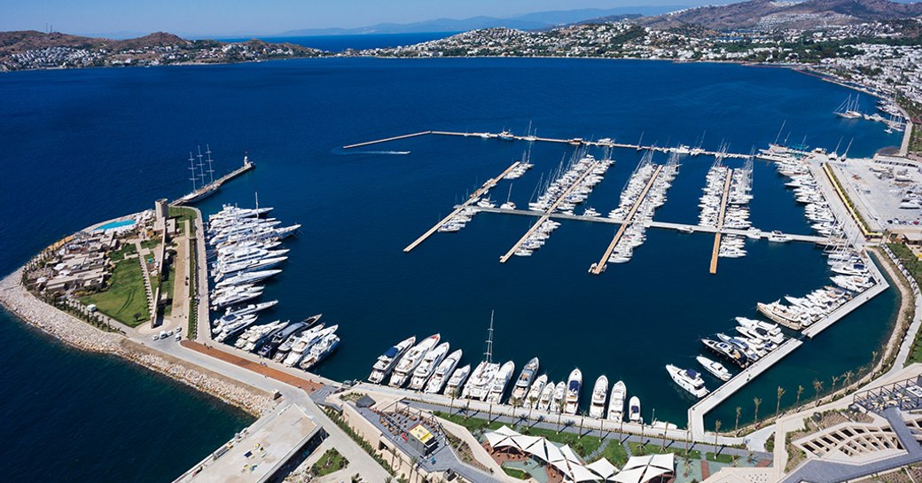 An aerial view of Palmarina in Bodrum