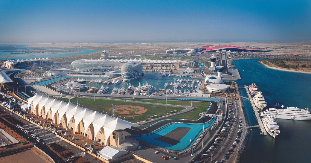 aerial view of Yas Marina when the Abu Dhabi Grand Prix is taking place