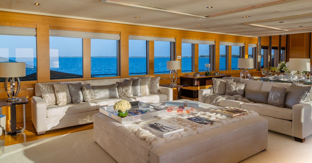 Main salon onboard charter yacht DB9