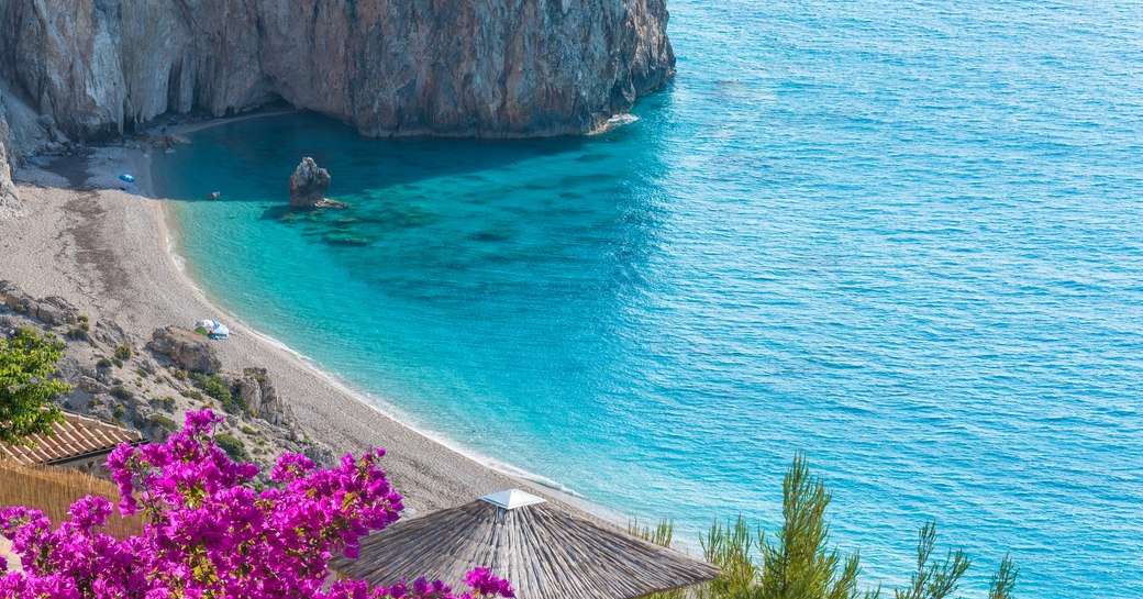 View over Milos beach in Greece