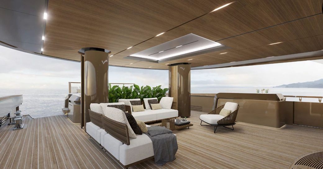 Superyacht charter RAJA² exterior seating area rendering