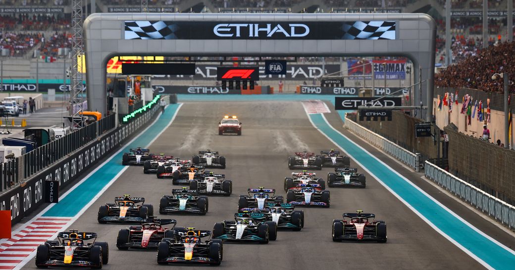 Yas Marina Circuit with Formula One racers
