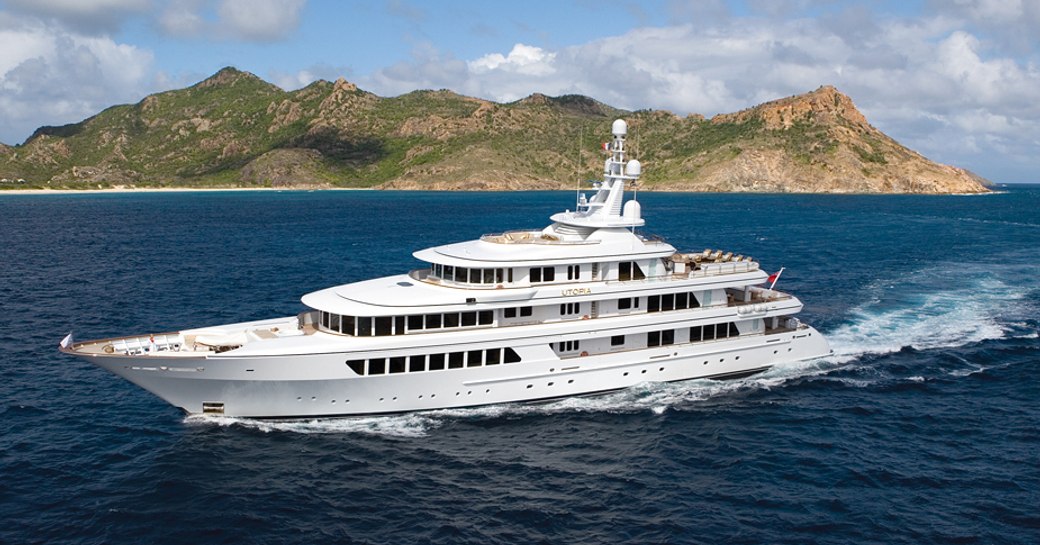 superyacht Utopia cruising on a Caribbean charter vacation