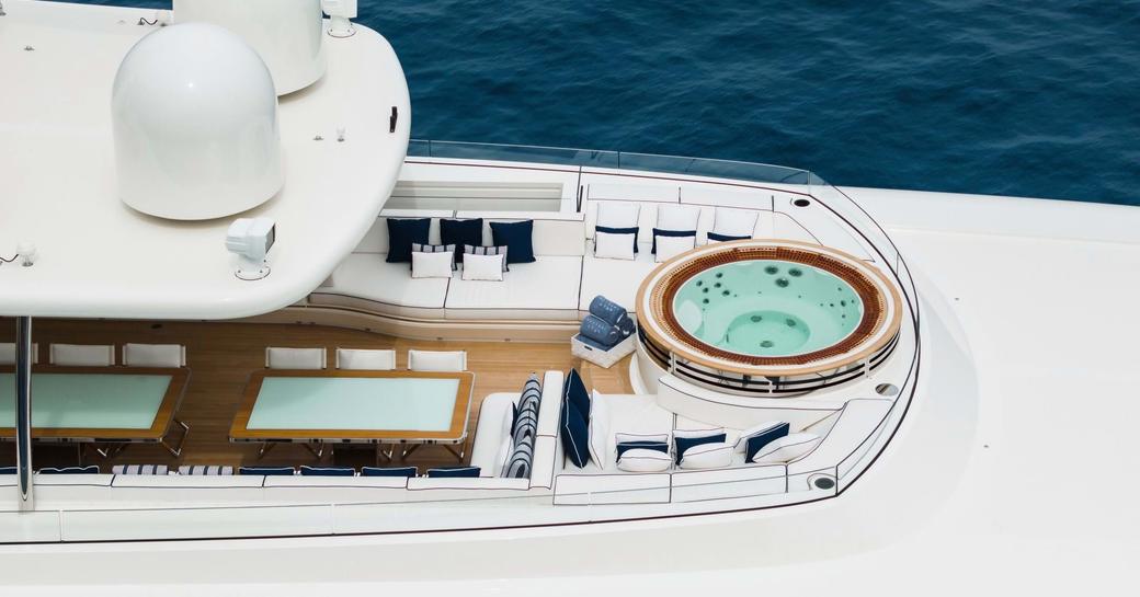 Charter yacht LASATA aerial view of Jacuzzi