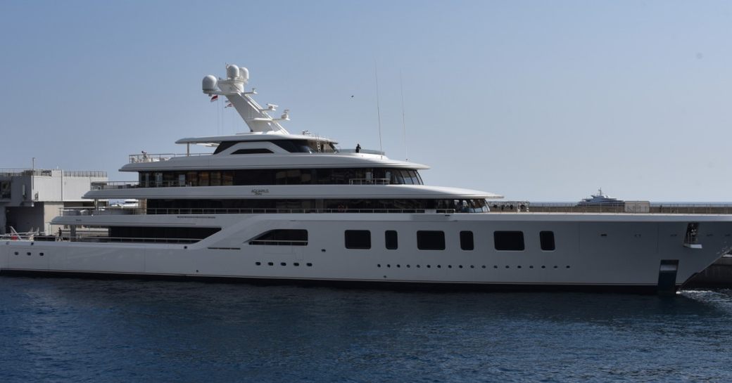 Superyacht AQUARIUS profile shot on the water