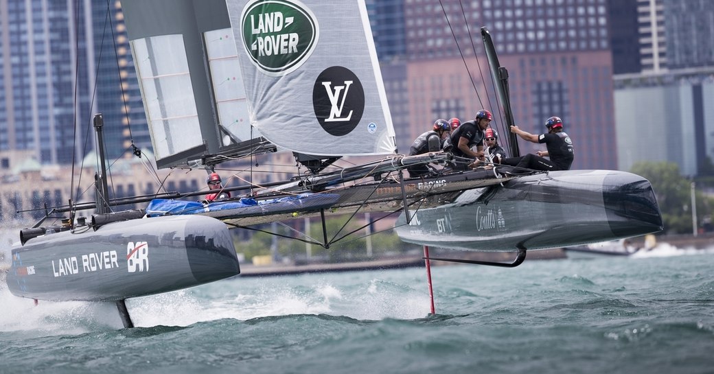 Land Rover Bar sailing on catamaran