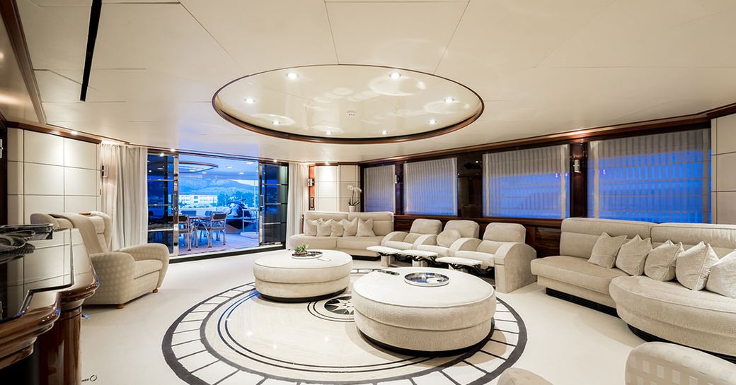 lovely skylounge in cream shades on board luxury yacht magenta m