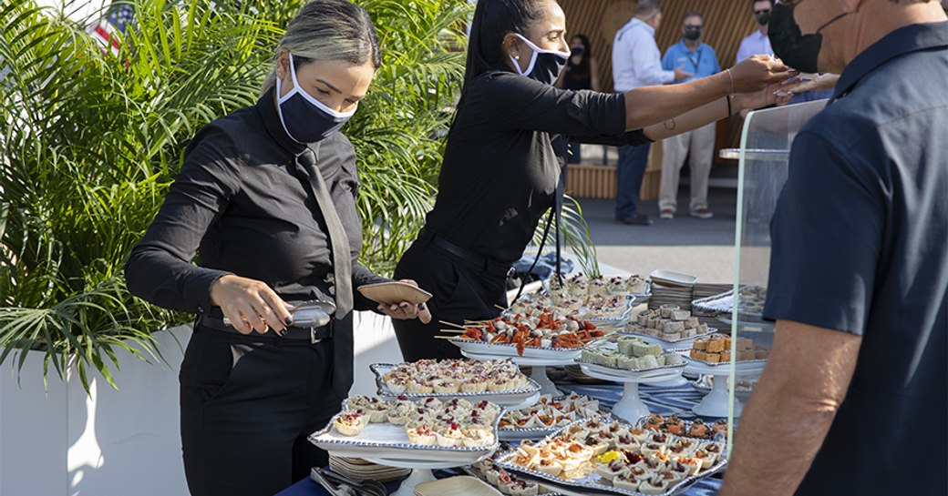 Luxury amuse bouche being served at Palm Beach Boat Show.