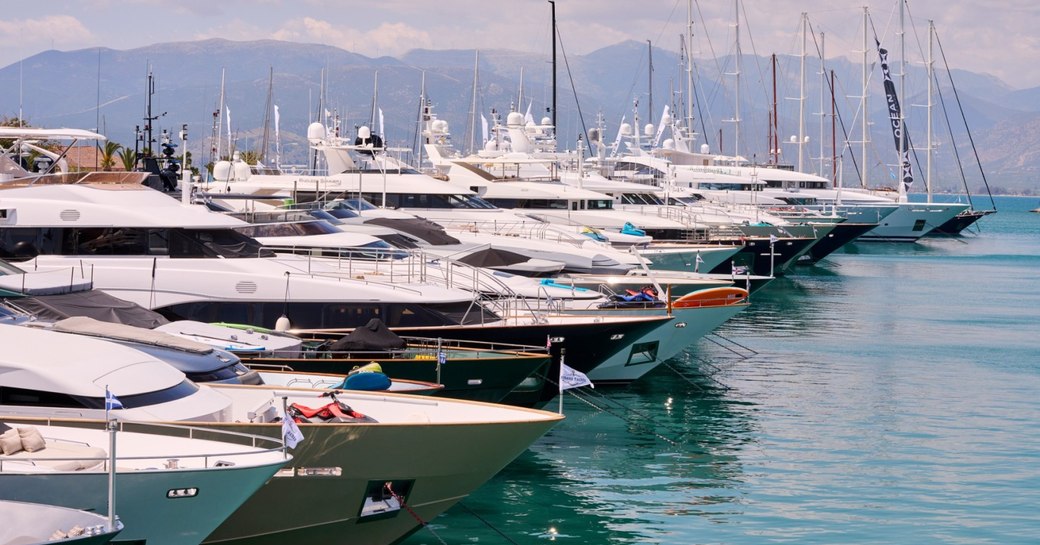 Line up of superyacht charters at the Mediterranean Yacht Show (MEDYS)