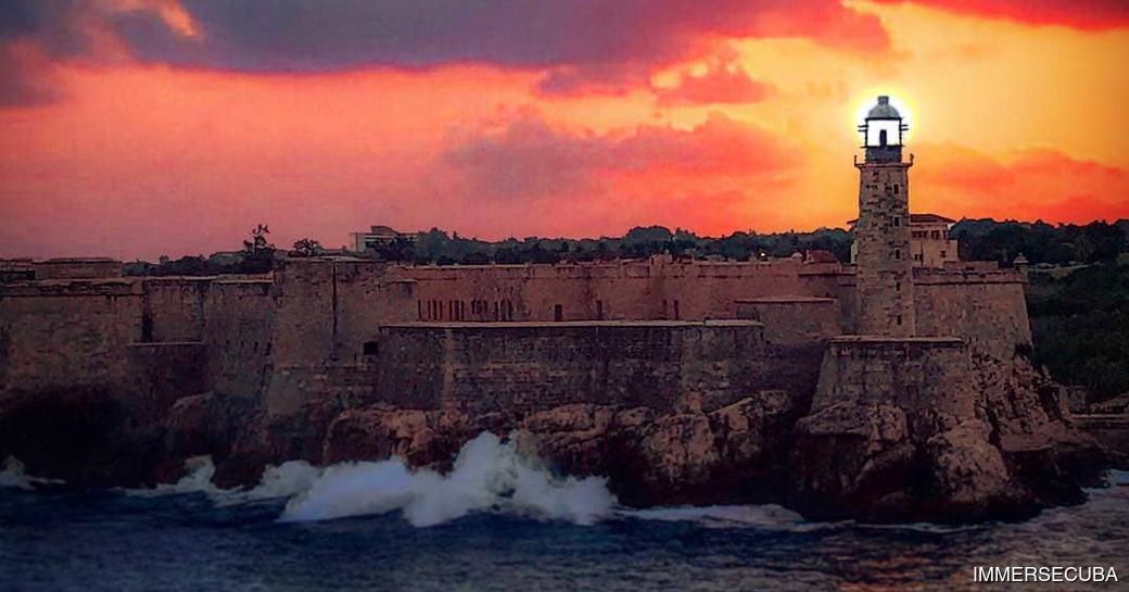 Castle of the Three Kings of Morro Cuba sunset