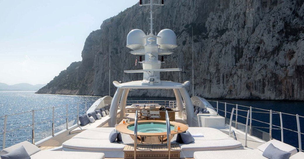 Sundeck area on board charter yacht KAMALAYA