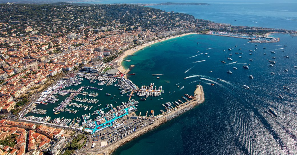 Aerial view of Vieux Port in Cannes during Cannes Yachting Festival