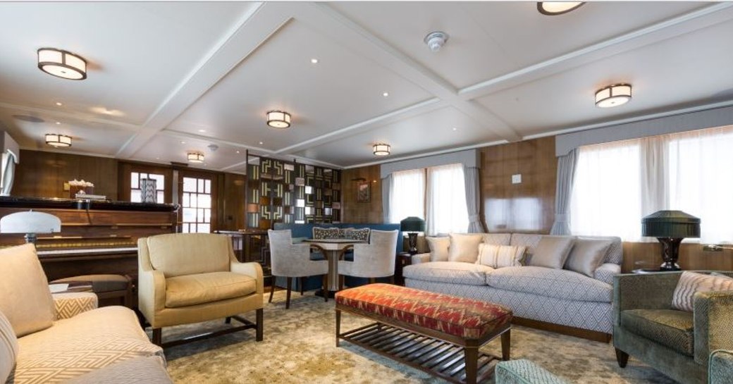 The main salon of luxury yacht MALAHNE