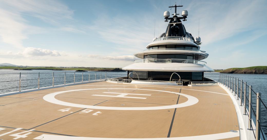 Helipad onboard superyacht charter KISMET