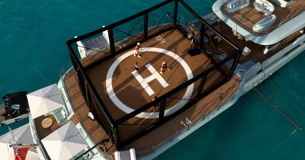 Helipad onboard charter yacht LIMERENCE