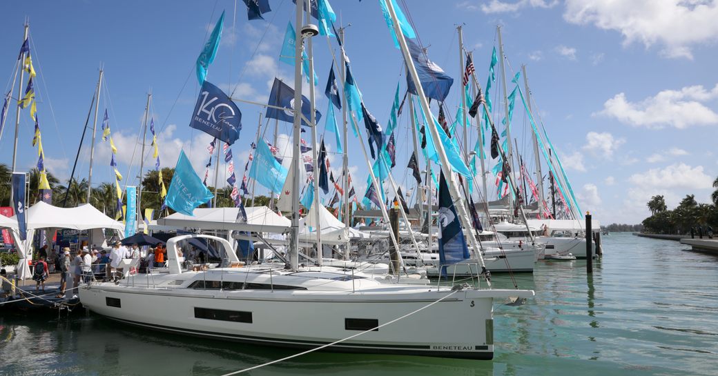 Miami International Boat Show sailing yachts berthed