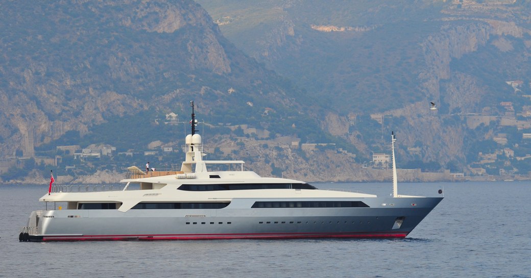 A profile view of superyacht VICKY