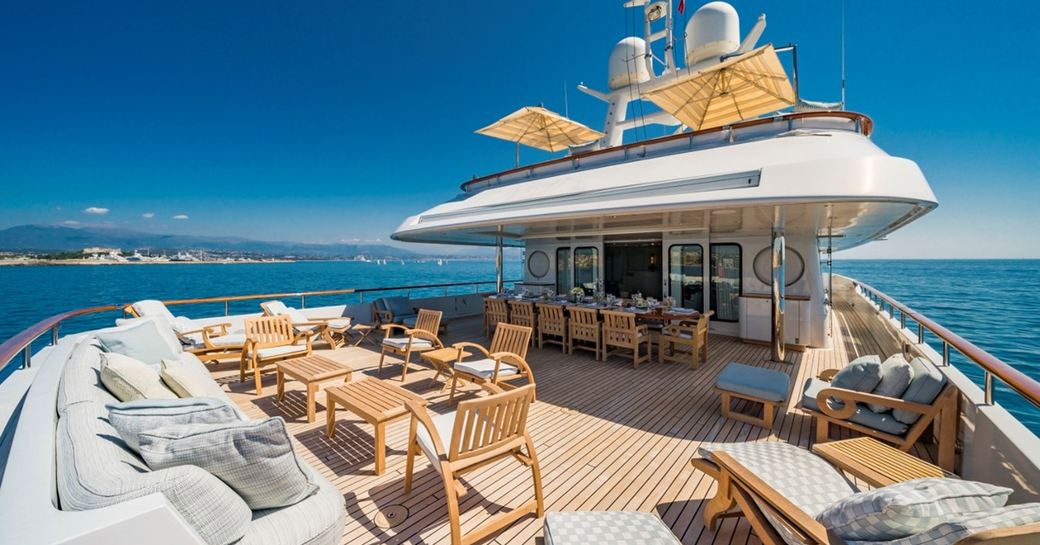 Upper deck exteriors onboard charter yacht MOSAIQUE