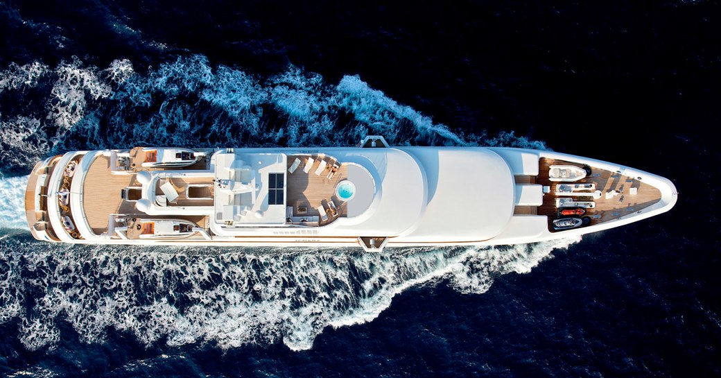 O'MEGA superyacht viewed from top