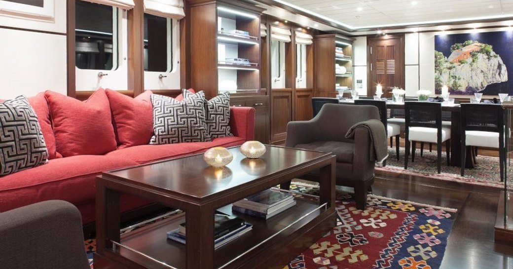 The main salon of luxury yacht ICE LADY