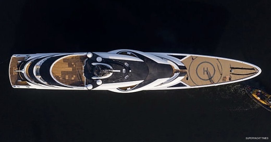 Aerial shot of charter yacht AHPO