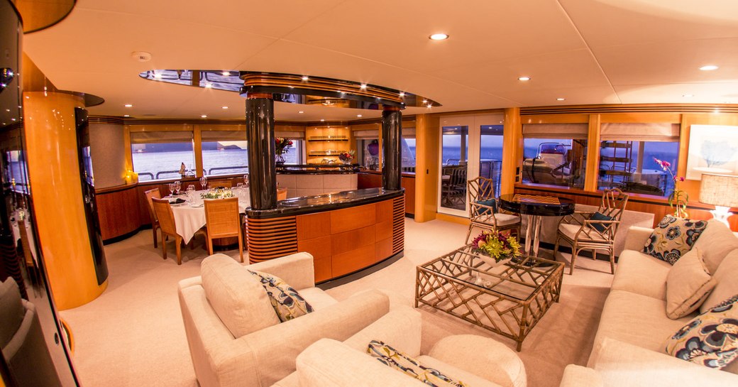 sumptuous lounge in the main salon of luxury yacht SPIRIT