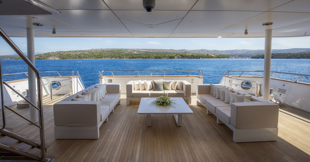 Al fresco social area on luxury yacht KATINA 